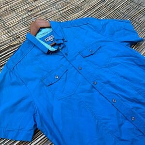 Velero Blue Short Sleeve Button‎ Down Shirt Size Large Fishing Outdoor